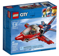 Lego City Airplane Pilot Minifigure 87 Pieces Airshow Jet Building Toy Kit 60177 - £17.34 GBP