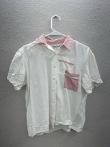 That&#39;s Me! Womens Top Size 3/4 White Short Sleeve Button Up Collared VTG - £9.67 GBP