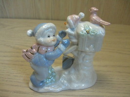 Holiday Ceramic Figurine Little Boy Finding Penguin  In the Mail Box - £5.43 GBP