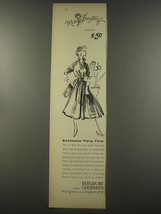 1956 Bergdorf Goodman Miss Bergdorf Dress Ad - Exclusive Party Fare - $18.49