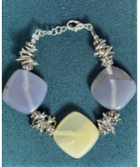 Handcrafted Bracelet, Gray and Beige Agate Beads w/silver tone accents - $14.85