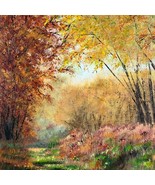 Shades of Autumn, 11 x 14 Acrylic Painting, Fall Theme Landscape Artwork - £126.22 GBP