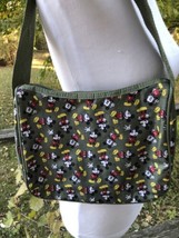 Disney Mickey Mouse Purse Olive Green 9 x 10 in Nylon Wide Strap Easy Clean - £9.58 GBP