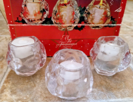 All The Trimmings Set of Three Crystal Votives w/White Votive Candles Box Damage - £15.33 GBP