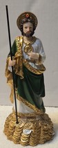 San Judas Tadeo Saint Jude Apostle Money Robe Staff Religious Figurine Statue - £18.19 GBP