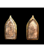 Thai Amulet Wat Mahathat Phetchabun Somdej Style Red Rust Lead Alloy Col... - $39.00