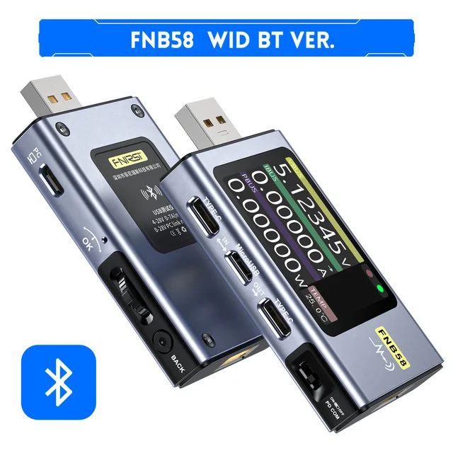FNIRSI-FNB58 PD USB Tester Digital Voltmeter Ammeter Type-C Fast Charge Detectio - £130.58 GBP