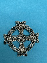 Large Silvertone Celtic Cross in Open Swirl Brooch Pin Pendant Combinati... - $22.26