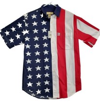 American Flag Button Down Short Sleeve Shirt From Sun River Clothing Co. NWT - £14.99 GBP
