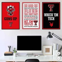 Texas Tech Red Raiders Wall Art Red Black NCAA 3-Piece Adhesive Canvas - $79.99