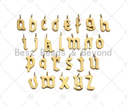 Gold Initial Charm, Gold Alphabet Pendant Bead, Old English Font Style Alphabet - $1.90+