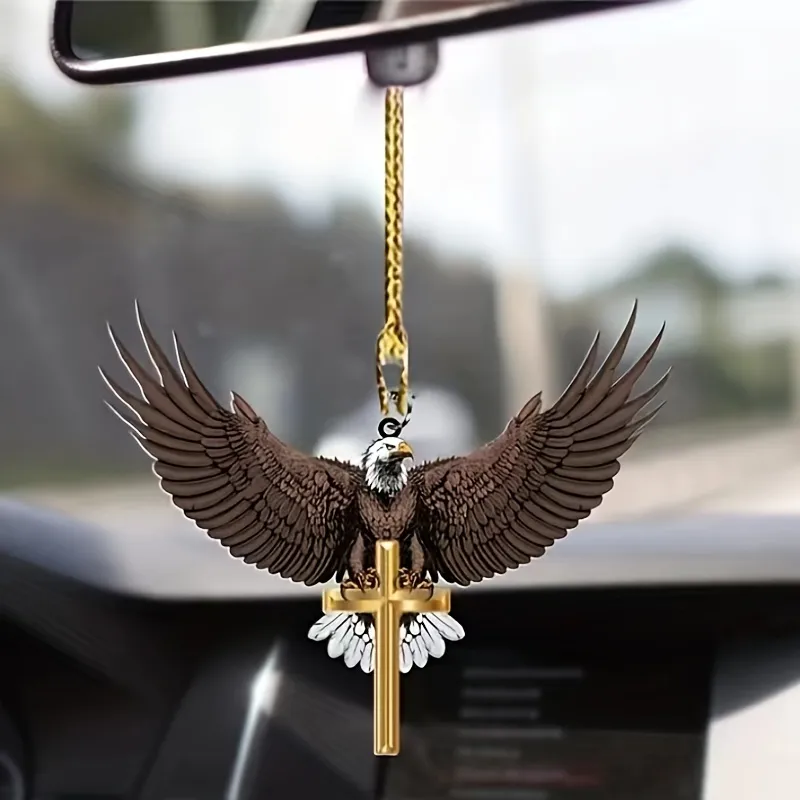 1pc Eagle Jesus Cross Car Pendant Car Rearview Mirror Hanging Ornament C... - £11.31 GBP