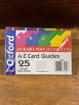 Oxford Poly Index Card Dividers A-Z Guides 4&quot; x 6&quot; Durable Asst&#39;d Colors 1/5 Cut - £11.41 GBP