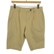 NWT Womens Size 2 Theory Beige Pleat Front Stretch Cotton Khaki Shorts - $41.15