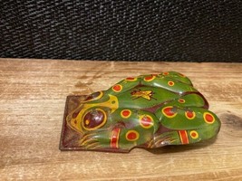 Vintage Tin Lithograph Spring Loaded Spotted Frog Toy 3&quot; Collectible - $12.11