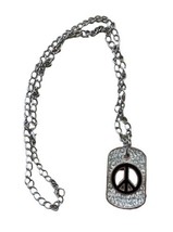 Stainless Steel Peace Sign Pendant Necklace Jewelry 24 Inch Chain Unisex Jewelry - £8.90 GBP