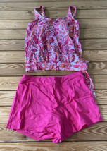 Kim gravel NWOT Women’s blouson top &amp; shorts set swimsuit size 12 pink sf10 - £20.97 GBP