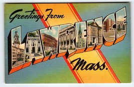 Greetings From Lawrence Massachusetts Postcard Large Big Letter Vintage ... - £12.33 GBP