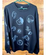 NBA All-Team Logo Crew Neck Sweatshirt Size Mens  Medium Black - $490.48 MXN