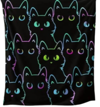 Black Cats Flannel Blanket Kitties Soft Plush Throw Animals Rainbow Halloween - $28.70