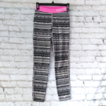 Nike Pro Leggings Womens Large Gray Black White Geometric Pink Band Activewear - £15.69 GBP