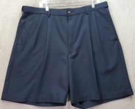 Haggar Chino Shorts Men&#39;s Size 38 Navy Pleated 100% Polyester No Iron High Rise - £14.45 GBP