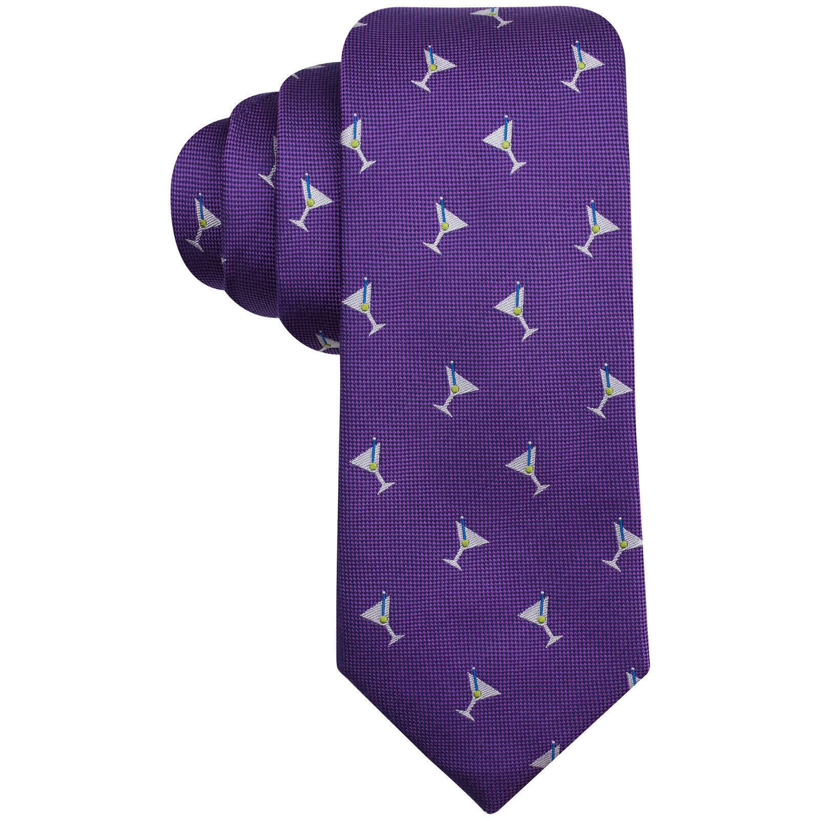 COUNTESS MARA Purple Martini Club Silk Woven Narrow Tie - $19.99