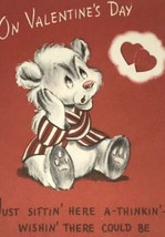 Hallmark Hall Brothers Vintage Valentine Card Cute Bear Hearts Typed Note - £7.95 GBP