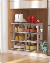Stackable 8 Pair Shoe Shelf For Closet, Entryway, And Hallway (4 Tiers), Baffect - £34.34 GBP