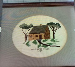 Vintage Hand Embroidered Hans Herr House framed wall art 1719 12” X15” - £11.91 GBP