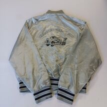 Vtg Aristo Jac By Hilton Chandler Ready Mix Men’s M Gray Satin Baseball Jacket image 2