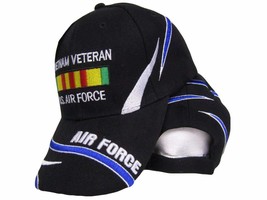 U.S. Air Force Vietnam Vet Veteran Ribbon Black Embroidered Ball Cap Hat - $10.89