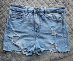 Hollister Women&#39;s Blue Denim High Rise Cutoff Distressed Shorts ~5~ - £9.11 GBP