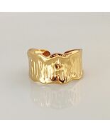 18K Gold PVD Stainless Steel Adjustable Wavy Ring  - $12.00