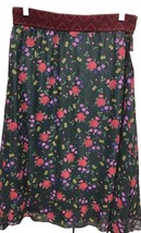 NWT LuLaRoe Medium Green Red Blue Floral Chiffon Lined LOLA Skirt - $12.86