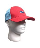 Vineyard Vines Whale Logo Hat Cap Red Aqua Blue Snapback Mesh Embroidered - $9.36