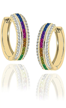 ADIRFINE 925 Sterling Silver CZ Princess Cut Rainbow Huggie Hoop Earrings - £60.16 GBP