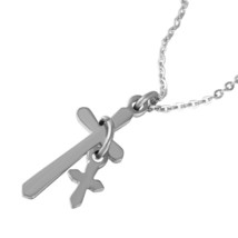 NWT Stainless Steel Cross and Charm Necklace - £19.93 GBP