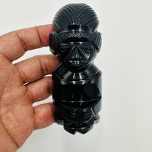 Black Obsidian Gold Sheen Hand Carved Aztec Mayan Idol Figurine 4.5in - £35.95 GBP