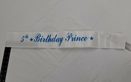 Birthday Prince Sash 5th Party Decor white blue sparkle  - £7.78 GBP
