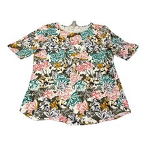 Christopher &amp; Banks T-Shirt Womens Small Multicolor Floral Stretch Crew ... - $21.28