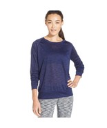 Ideology Raglan-Sleeve Heathered Top, M, Navy Serenity - £17.09 GBP