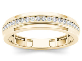 10K Yellow Gold 0.25 Ct Diamond Men&#39;s Wedding Band Ring - £321.28 GBP