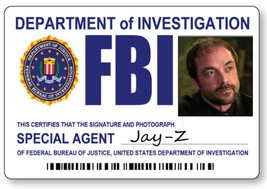 Crowley Agent JAY-Z Supernatural Name Badge w/ Magnet Back &amp; Bonus Anti Possessi - £14.38 GBP