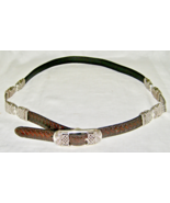 BRIGHTON CELTIC KNOT REVERSIBLE SMOOTH BLACK /BROWN EMBOSSED WEAVE BELT + SILVER - $18.81