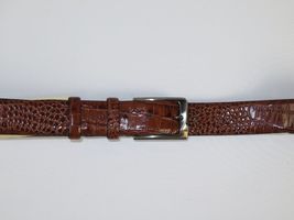 Men Genuine Leather Belt PIERO ROSSI Turkey Soft Crocodile print 1014 Cognac image 3