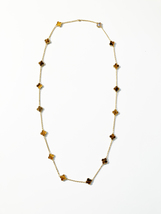 Tiger Eye Quatrefoil Gold Plated Necklace - $150.00