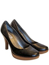 Steve Madden Womens Black Leather Round Toe Stacked Platform High Heels Size 10 - £19.77 GBP