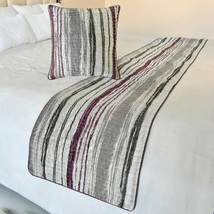 Berry Twist - Jacquard Berry &amp; Gray Decorative Bed Runner and Pillow Cover - $64.12+