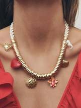 18K Gold-Plated Heart Flower Charm Necklace - $15.74